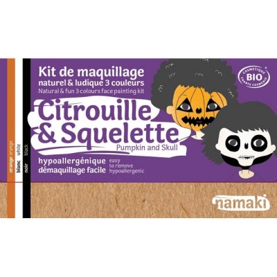 Kit de maquillage bio 3 couleurs "Citrouille et Squelette" - NAMAKI