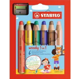 STABILO Woody 3 in 1 - 6 pièces  avec taille crayon