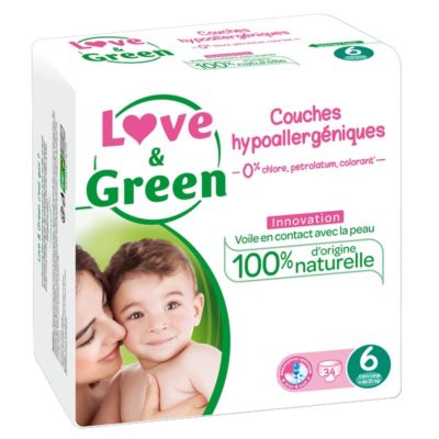 Couches Taille 6 Extra Large - 15 kg et + - LOVE & GREEN