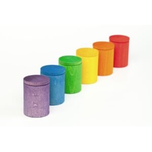 6 Tassen mit Deckel - Regenbogen